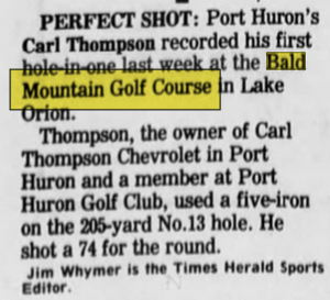 Bald Mountain Golf Course - May 10 1988 Hole-In-One By Carl Thompson (newer photo)